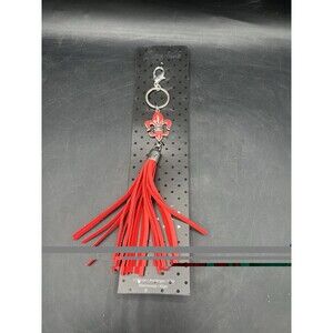 Grace Adele Boleyn Coral Fleur De Lis Tassel Purse Charm Keychain NWT Clip On